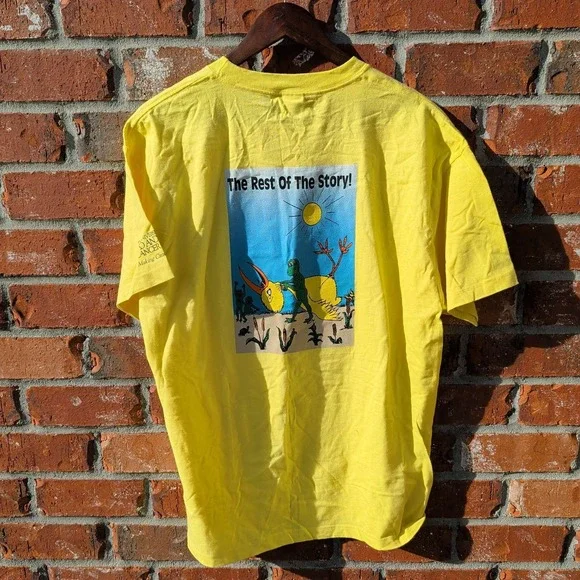 Don't Ever Give Up Cancer Graphic T-Shirt Mens L Yellow - Picture 2 of 5
